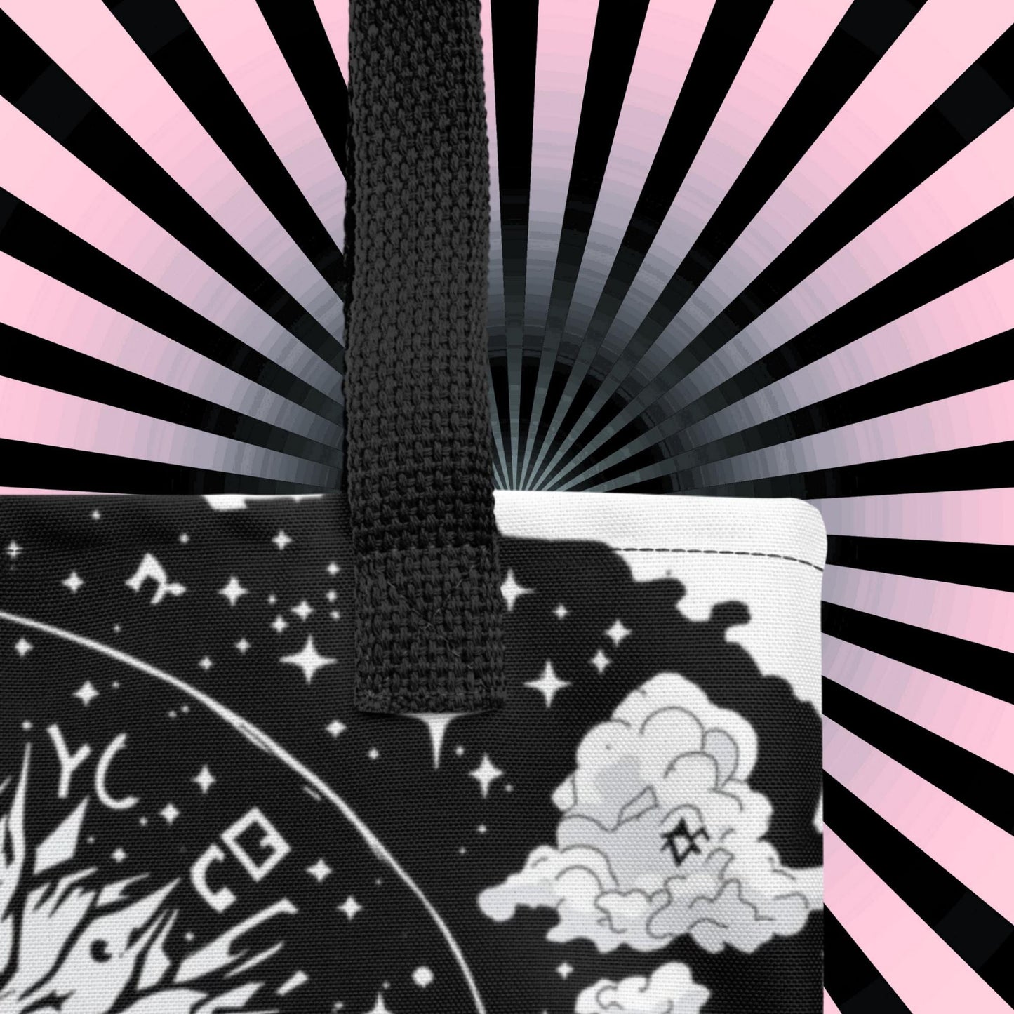 Glitch Cosmic Doll Arcane Tote Bag Gothic Grunge Neon Goth Darkcore Weirdcore Dark Aesthetic Halloween Purse Tote