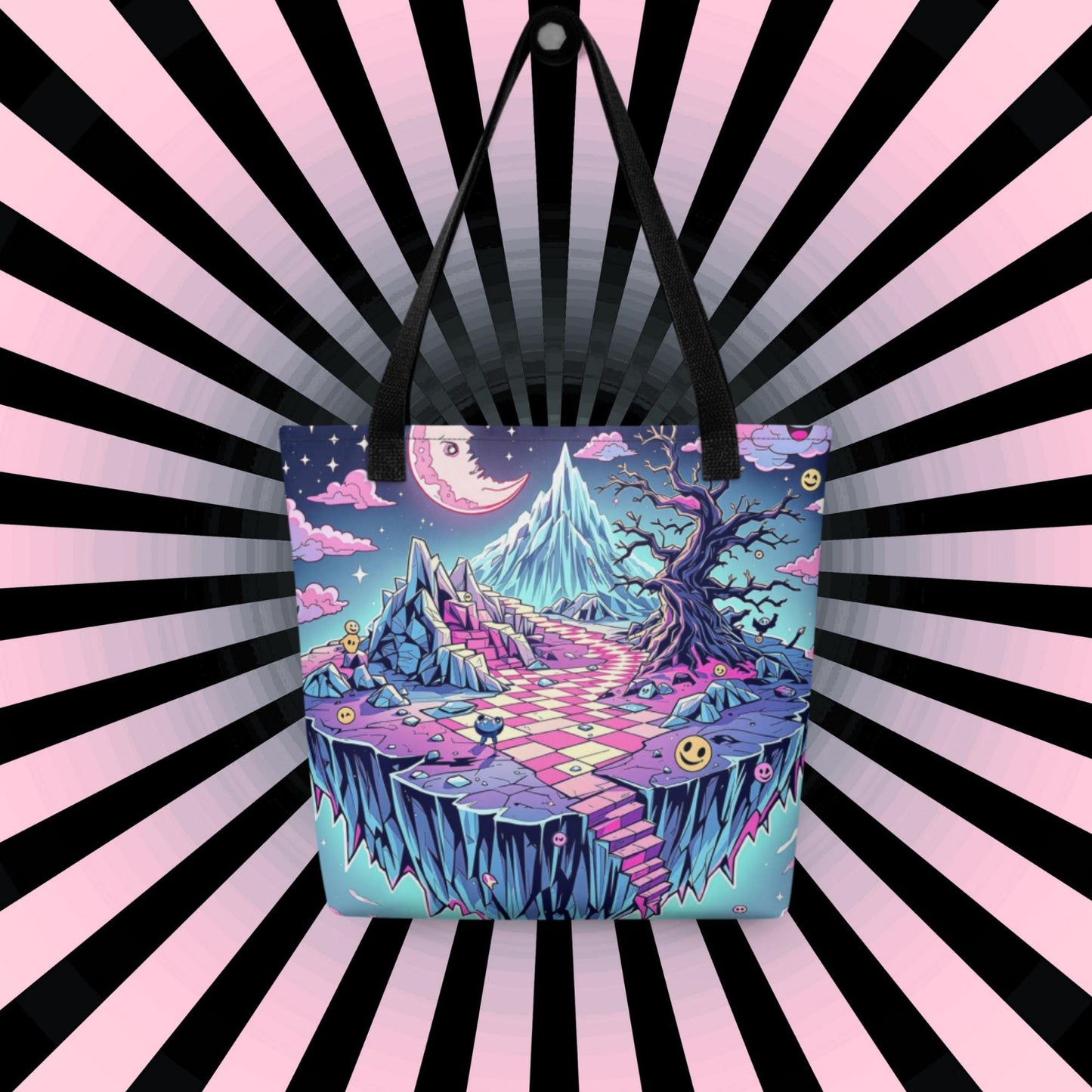 Surreal Landscape Arcane Tote Bag Gothic Grunge Neon Goth Darkcore Weirdcore Dark Aesthetic Halloween Purse Tote