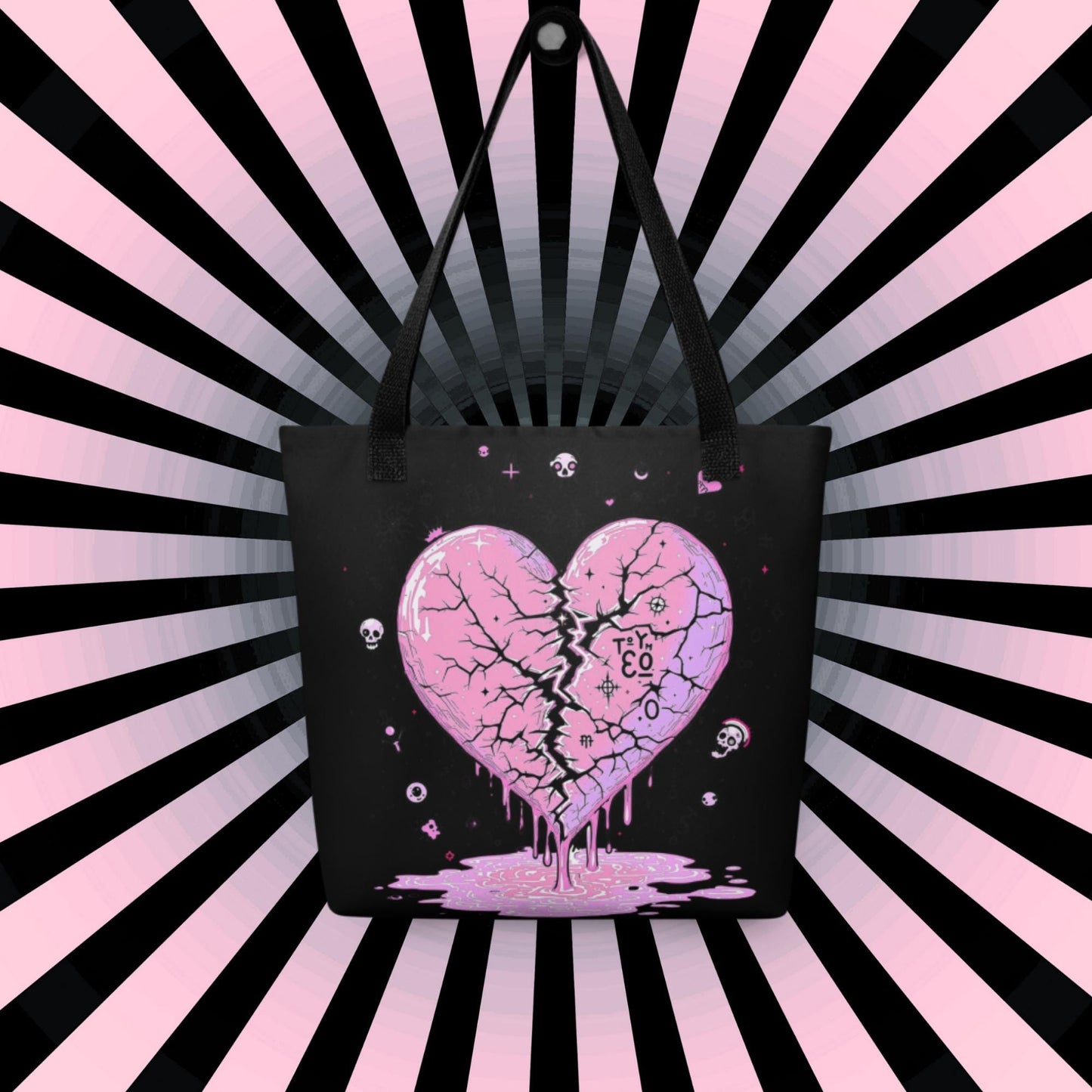 Arcane Heart Meltdown Tote Bag Gothic Grunge Neon Goth Darkcore Weirdcore Dark Aesthetic Halloween Purse Tote