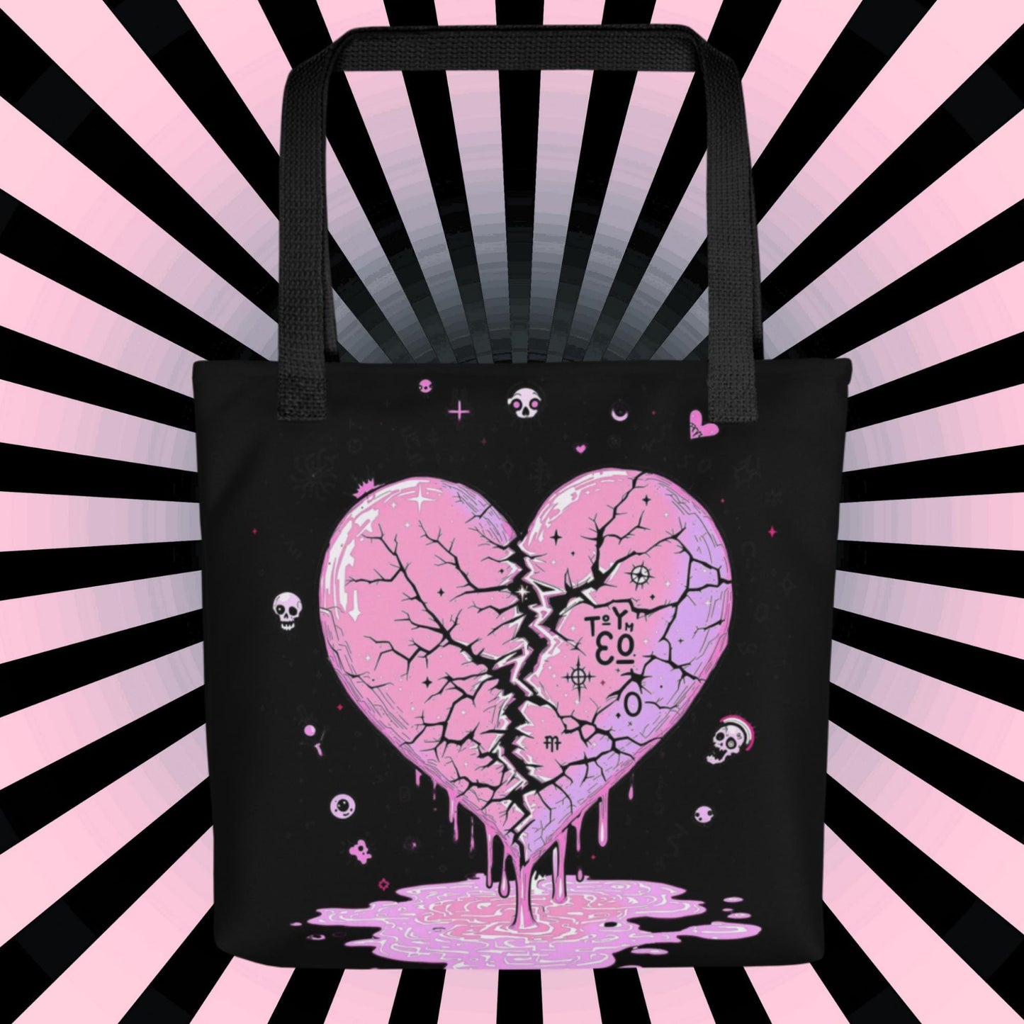 Arcane Heart Meltdown Tote Bag Gothic Grunge Neon Goth Darkcore Weirdcore Dark Aesthetic Halloween Purse Tote