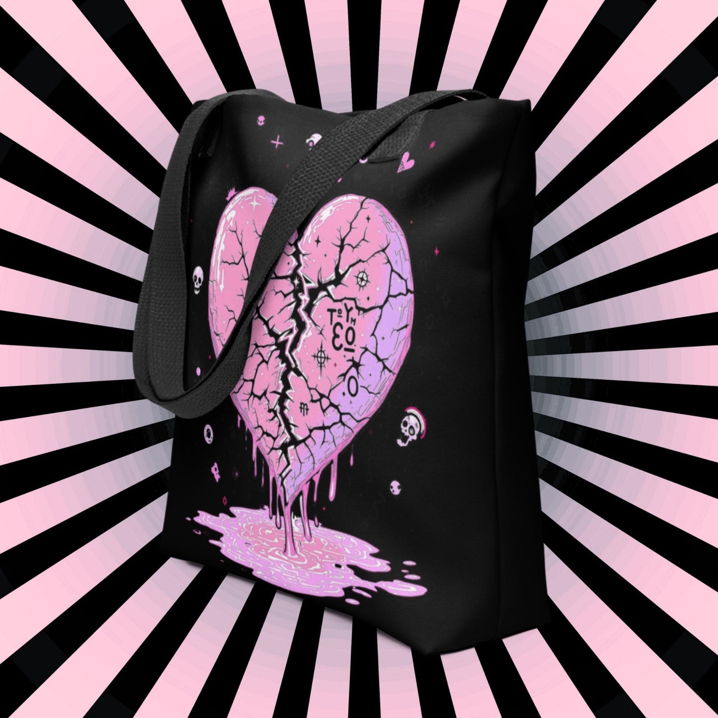 Arcane Heart Meltdown Tote Bag Gothic Grunge Neon Goth Darkcore Weirdcore Dark Aesthetic Halloween Purse Tote