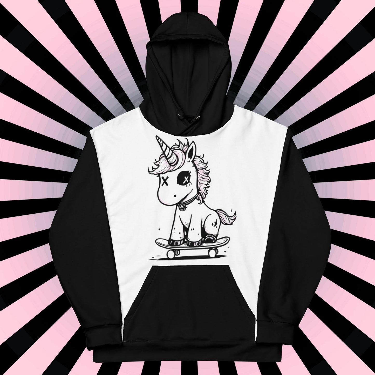 Weirdcore Punk Unicorn Hoodie Skateboard Arcane Mythical Creature Hooded Sweatshirt Pastel Goth Grunge Punkrock Sweater