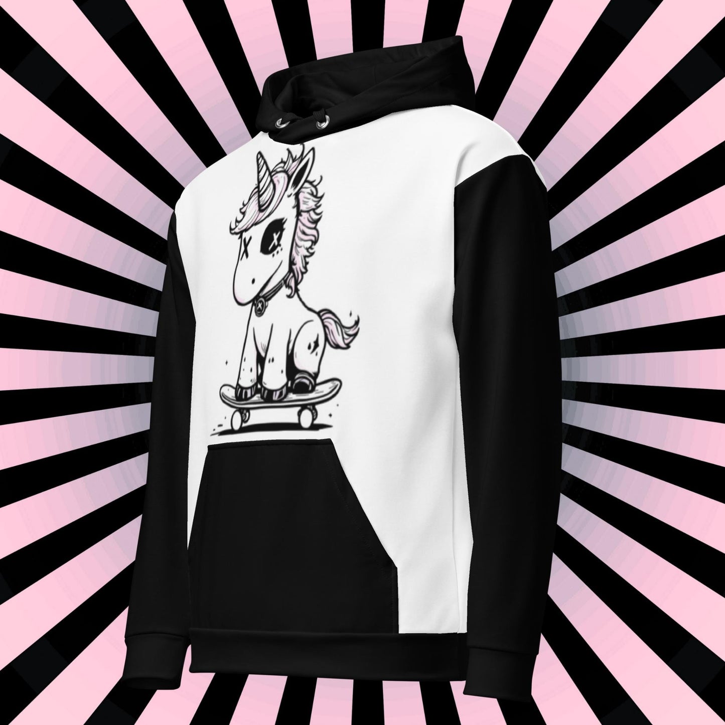 Weirdcore Punk Unicorn Hoodie Skateboard Arcane Mythical Creature Hooded Sweatshirt Pastel Goth Grunge Punkrock Sweater