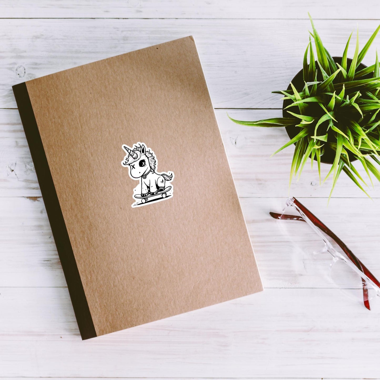 Weirdcore Unicorn Skateboarder Sketch Goth Grunge Vinyl Sticker Waterproof Decal
