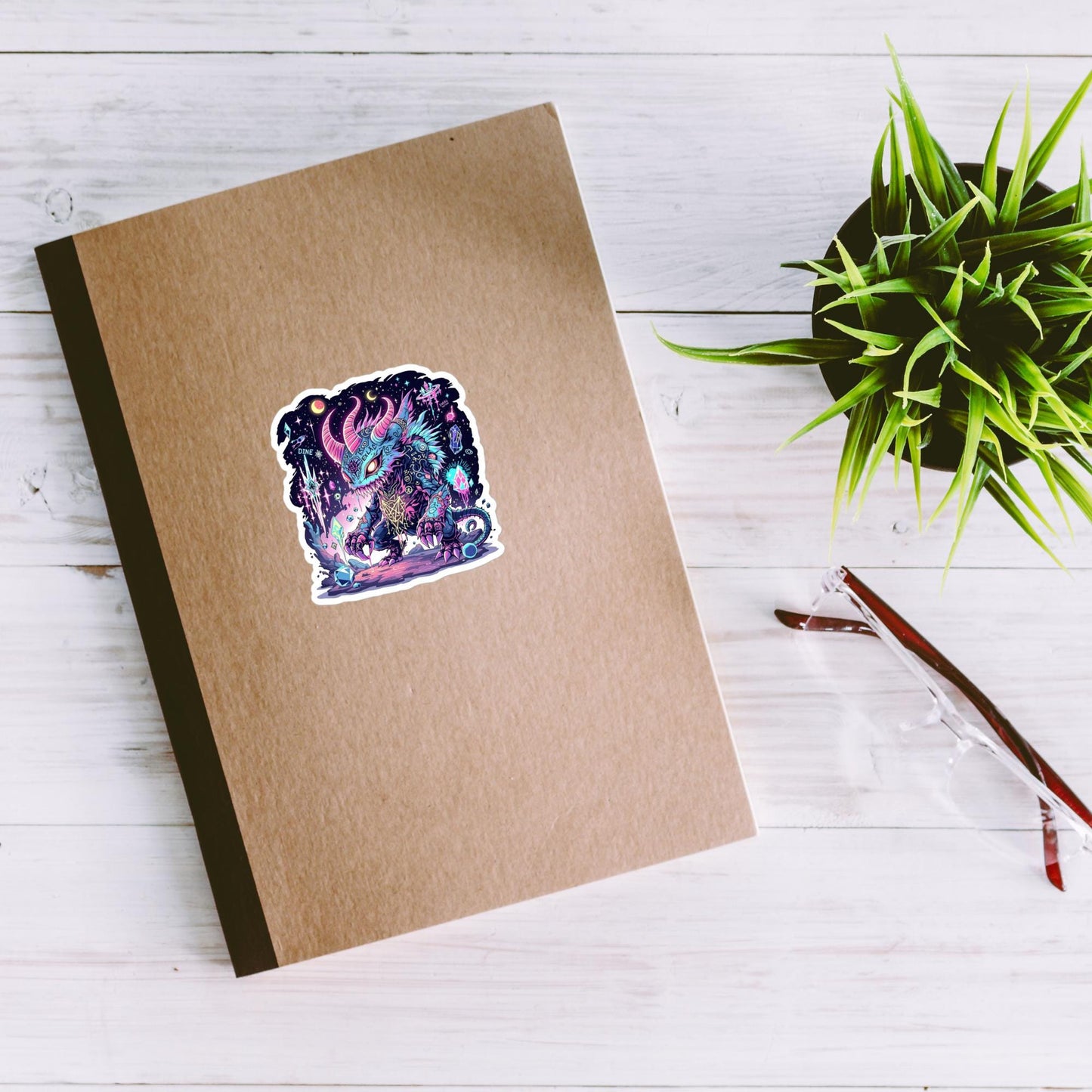 Colorful Arcane Horned Demon Neon Goth Grunge Weird Critter Vinyl Sticker