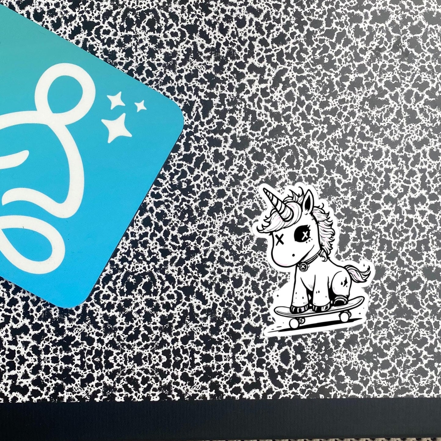 Weirdcore Unicorn Skateboarder Sketch Goth Grunge Vinyl Sticker Waterproof Decal