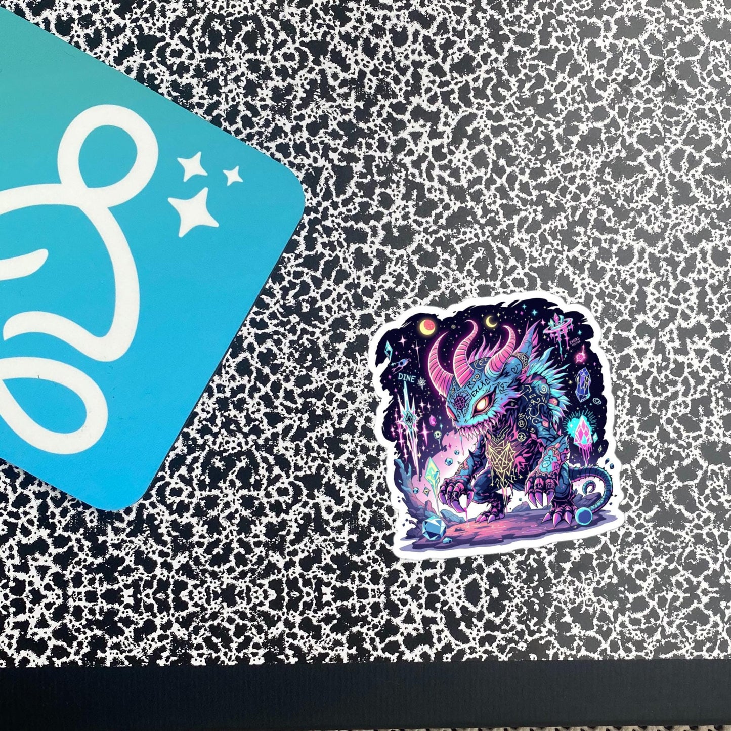 Colorful Arcane Horned Demon Neon Goth Grunge Weird Critter Vinyl Sticker
