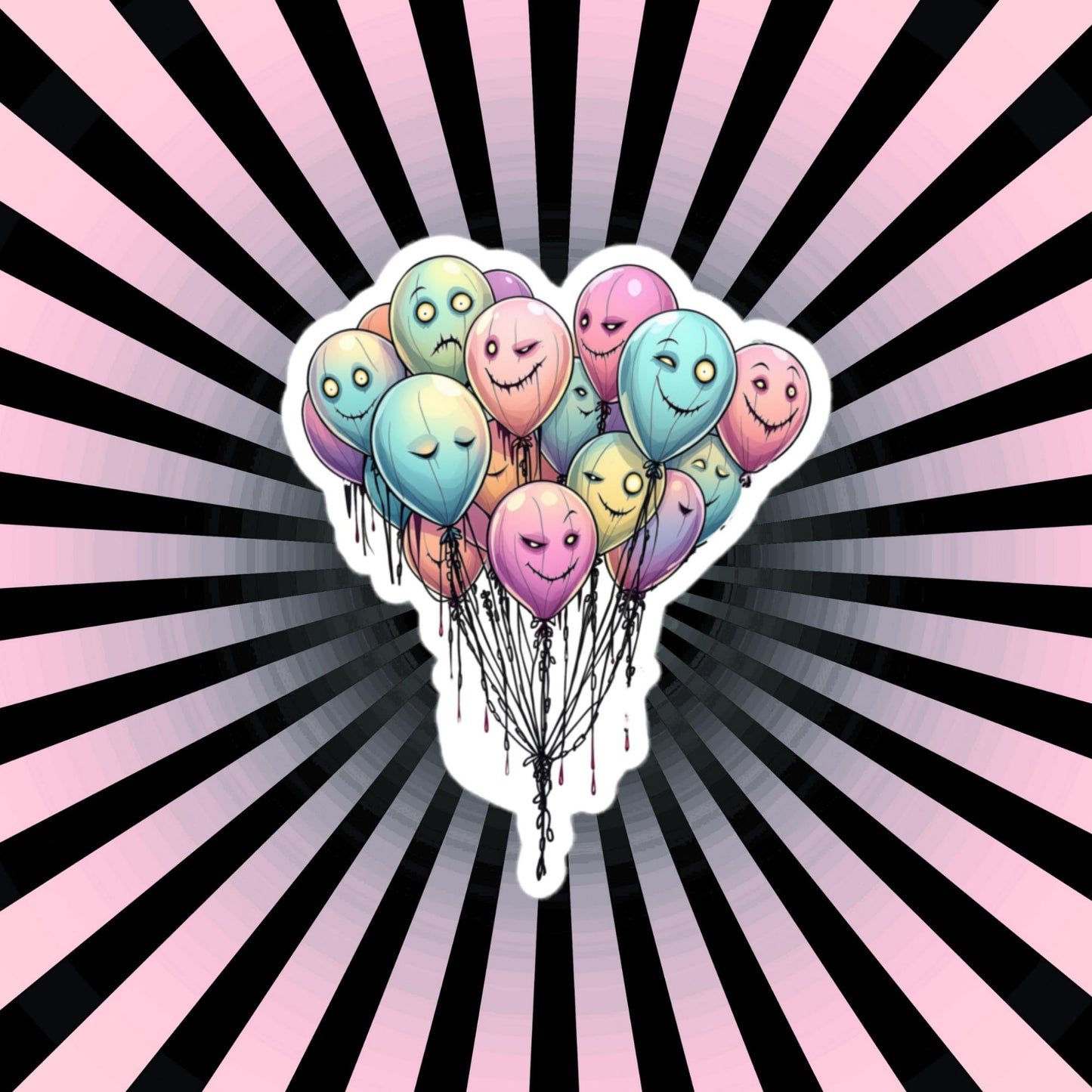 Weirdcore Pastel Goth Grunge Arcane Moody Balloons Vinyl Sticker Oddcore Waterproof Sticker, Weird Stuff Unique Gift