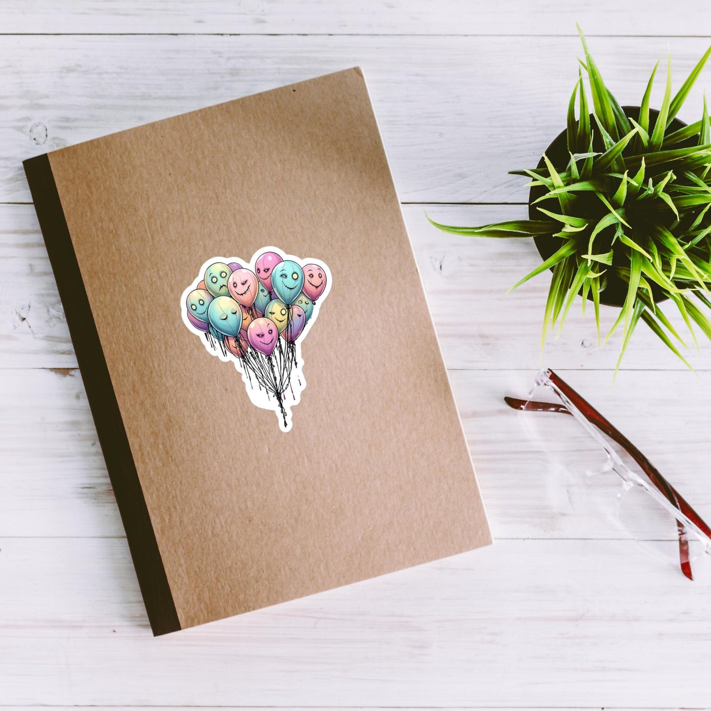 Weirdcore Pastel Goth Grunge Arcane Moody Balloons Vinyl Sticker Oddcore Waterproof Sticker, Weird Stuff Unique Gift