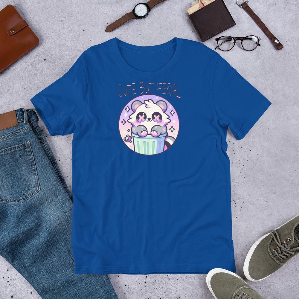 Weirdcore Pastel Goth Grunge Cute Raccoon Dark Tees Shirt Cute But Feral T-Shirt Weird Stuff Oddcore Tee