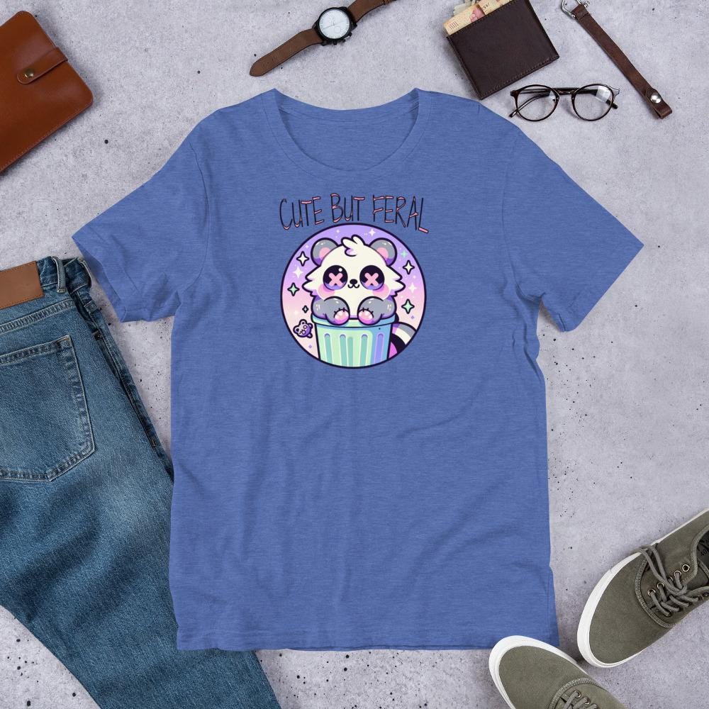 Weirdcore Pastel Goth Grunge Cute Raccoon Dark Tees Shirt Cute But Feral T-Shirt Weird Stuff Oddcore Tee