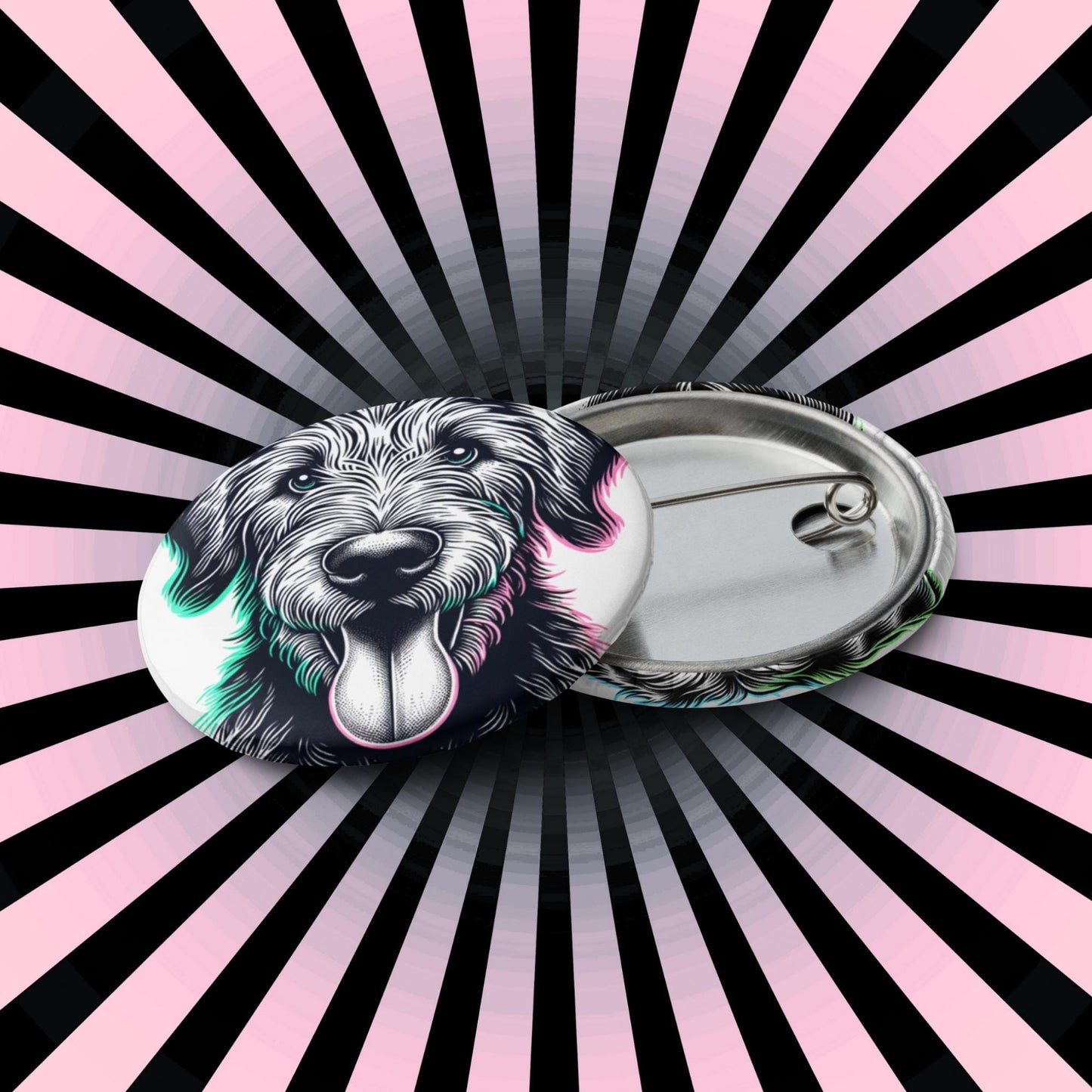 Set of Pin Buttons Irish Wolfhound Dog Custom Grunge Jacket and Backpack Buttons