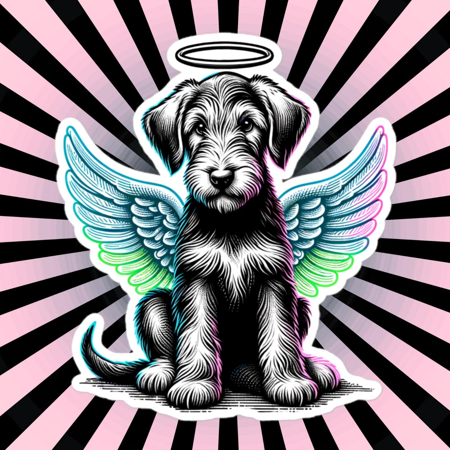 Irish Wolfhound Vinyl Sticker Angel Puppy Waterproof Decal In Memory of Dog Sticker