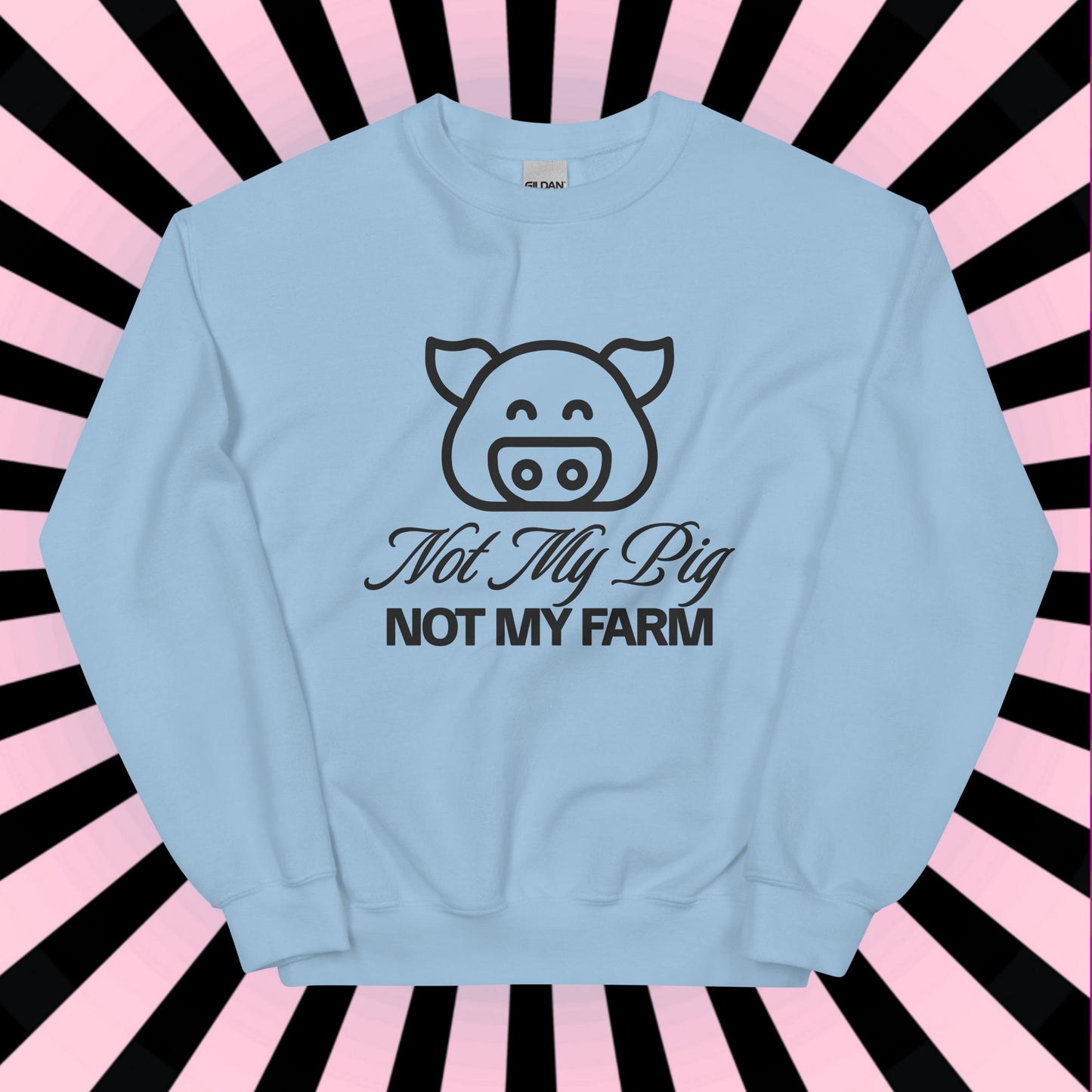 FUNNY SWEATSHIRT Not My Pig, Not My Farm Graphic Cozy Fun Mind Your Business Shirt