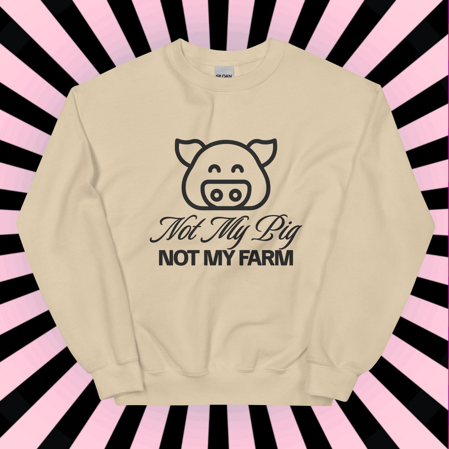 FUNNY SWEATSHIRT Not My Pig, Not My Farm Graphic Cozy Fun Mind Your Business Shirt