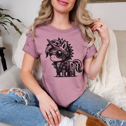 Cyborg Unicorn Tee Kawaii Design Cyberpunk Unicorn Shirt Y2K Pastel Goth Ethical Techwear in Whimsigoth Warcore Style