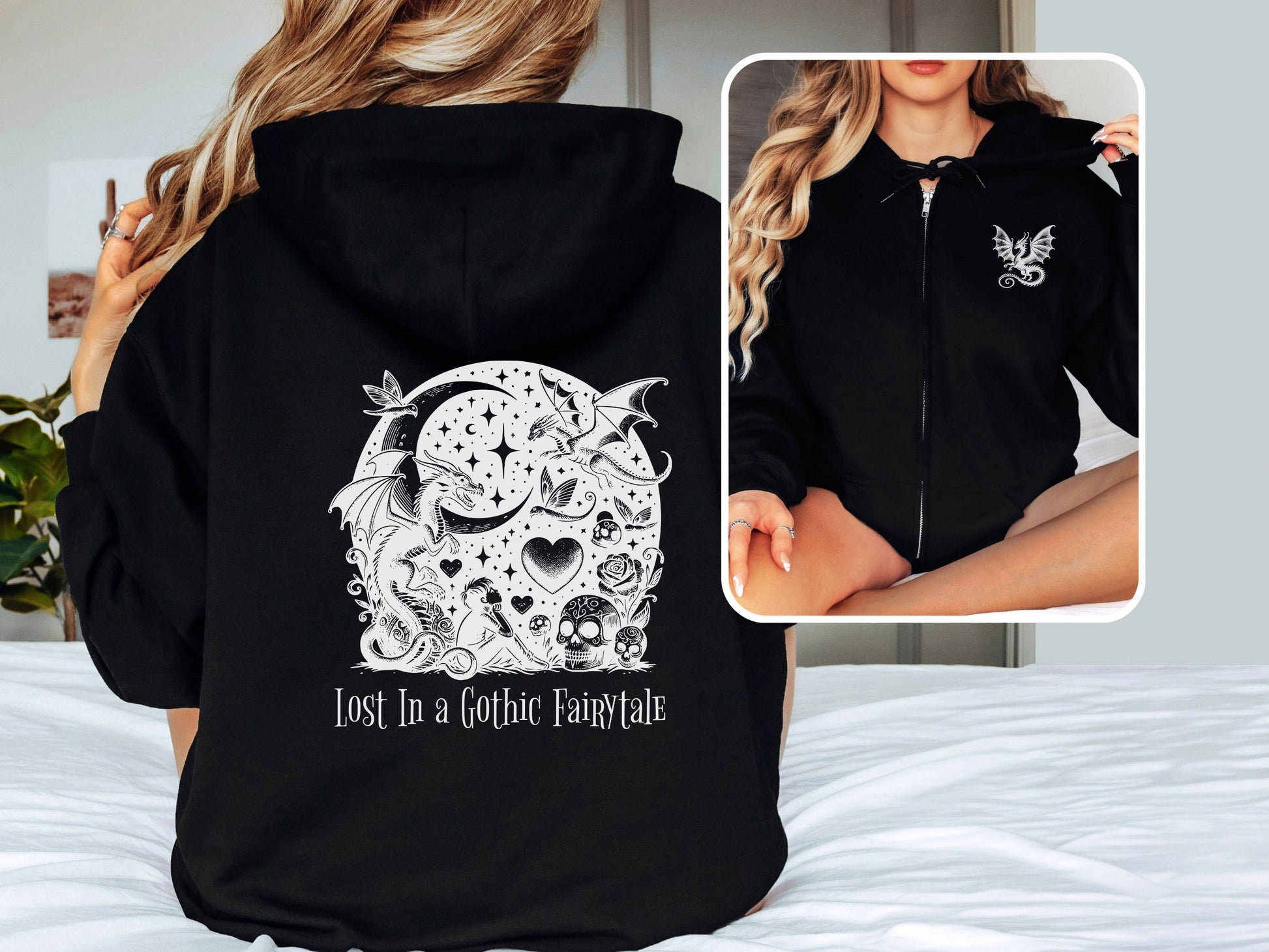 Zip Up Hoodie Goth Jacket Whimsigoth Fairy Grunge Y2K Hoodie Full Zip Dreamcore Whimsigoth Clothing