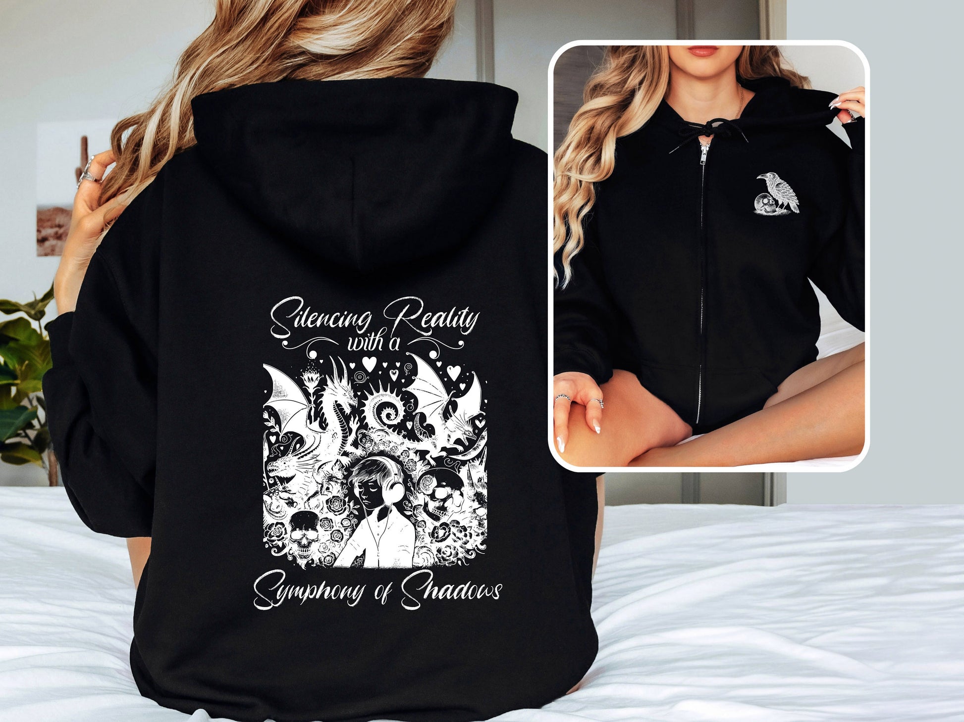 Zip Up Hoodie Gothic Clothes Y2K Hoodie Full Zip Pastel Goth Custom Hoodie Fairy Grunge Dreamcore