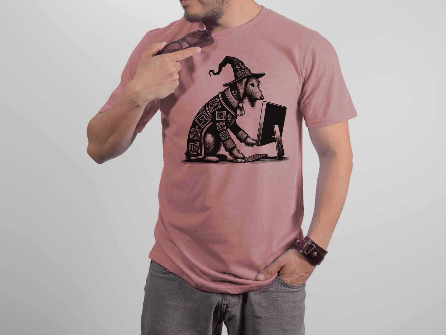 Dog Shirt Irish Wolfhound Cyber Goth Cyberpunk Dog Tee Techwear Whimsigoth Clothing Pastel Goth Y2K Shirt Weirdcore T-Shirt