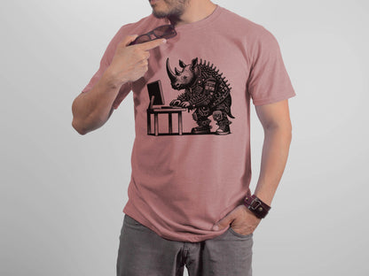 Cyberpunk Rhino T-Shirt Y2K Pastel Goth Rhino Shirt Techwear Unique Whimsigoth and Weirdcore Fashion