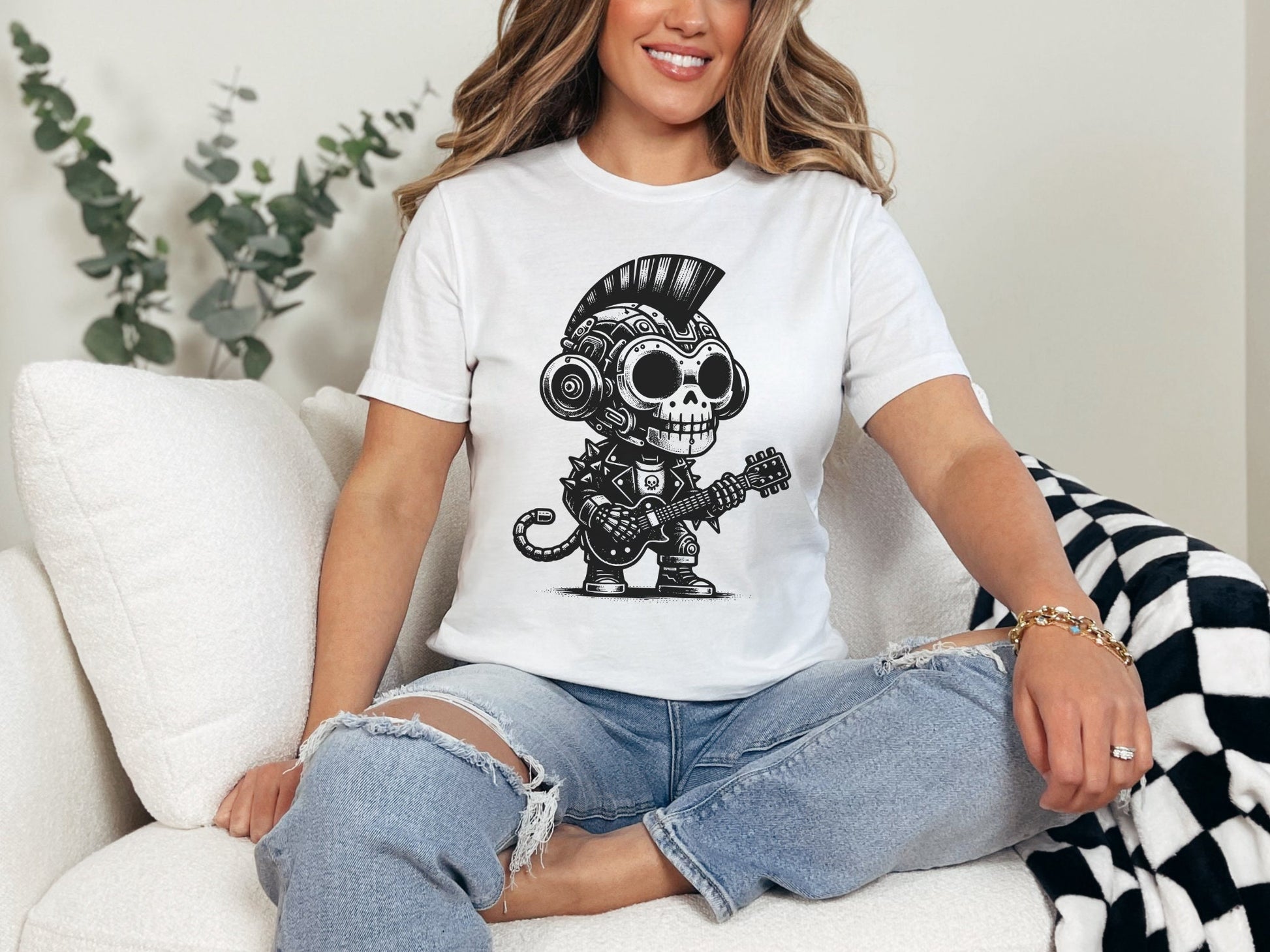 Cyborg Monkey Tee Kawaii Design Cyberpunk Monkey Shirt Y2K Pastel Goth Ethical Techwear in Whimsigoth Warcore Style