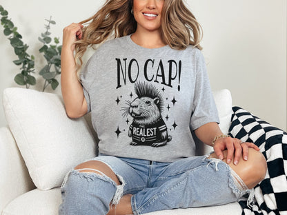 Capybara Shirt No Cap Shirt Weirdcore Tee Punkrock Tee Y2K Dark Aesthetic Weird Stuff Unique Gift