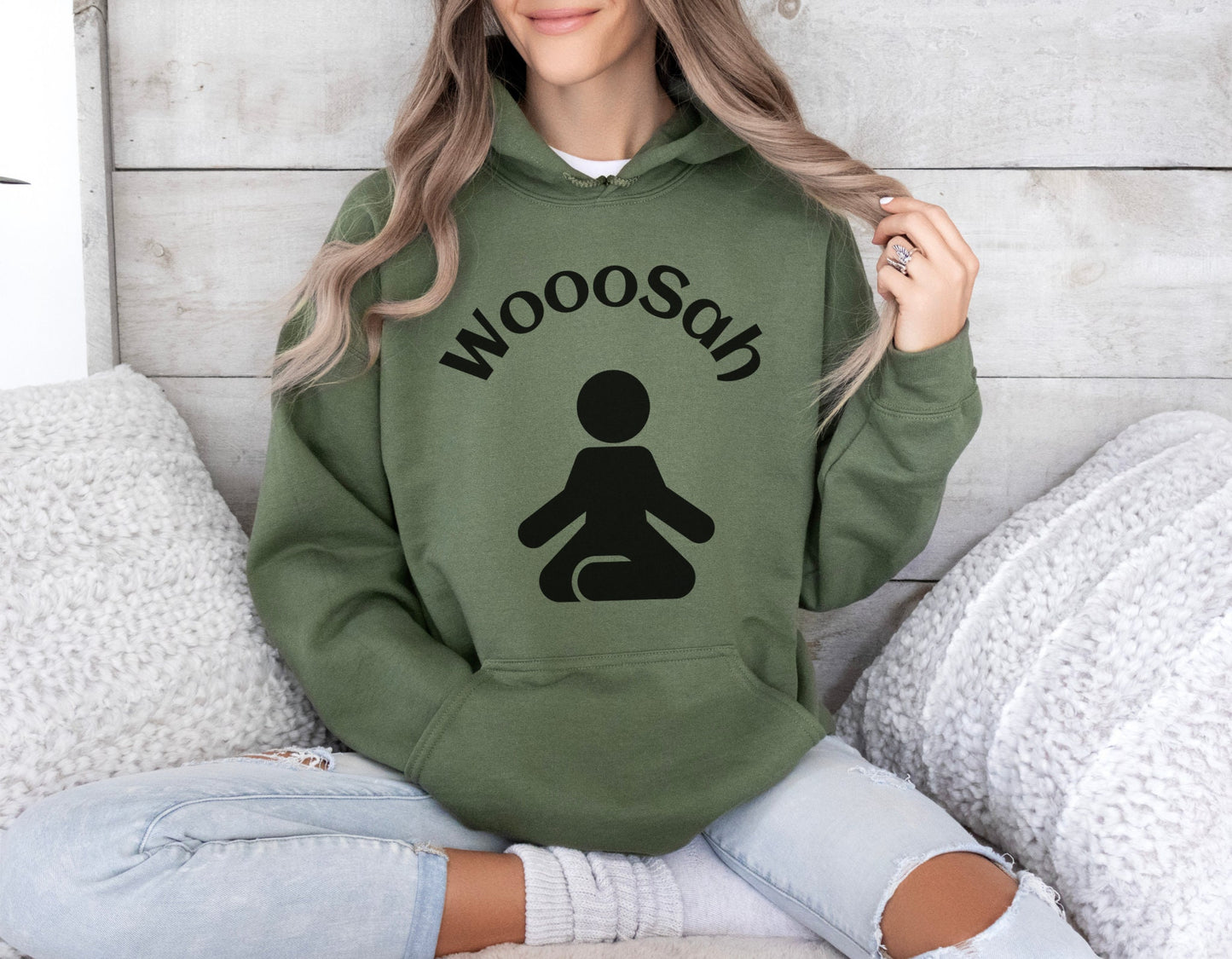 WOOOSAH HOODIE Just Breathe Relax Fun Sweatshirt Thoughtful Wellness Gift