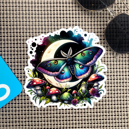 Dark Aesthetic Pastel Goth Luna Moth Sticker Mushroom WhimsiGoth Sticker Weird Stuff Unique Gift Original Art