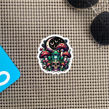 Creepy Whimsigoth Skull Mushrooms Frog Sticker Dreamcore Dark Aesthetic Goth Original Art Weirdcore Weird Stuff Gift