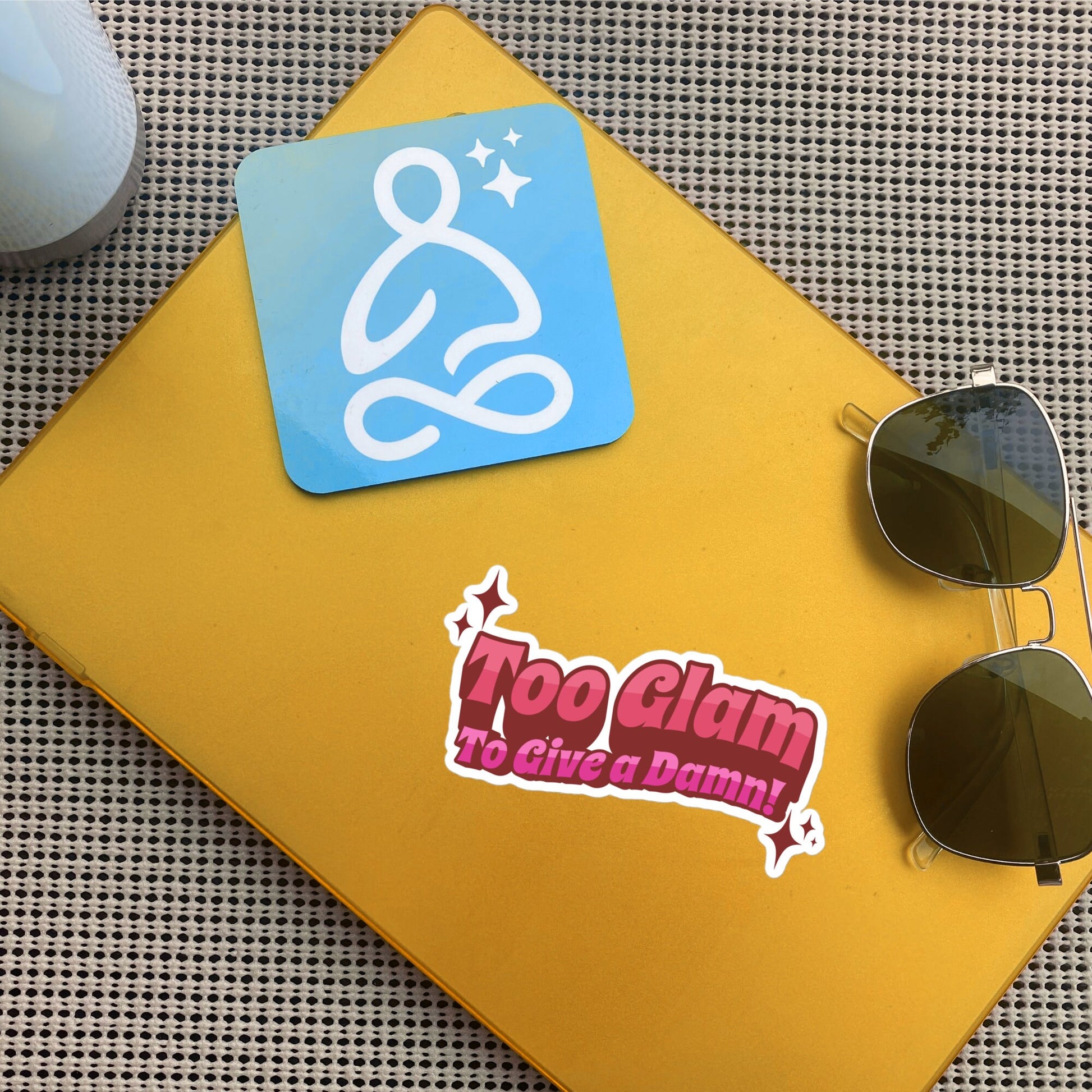 Glamcore Fun and Sassy Sticker, Too Glam To Give A Damn Sticker, Unique Gift for Friend, Custom Design