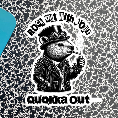 Rock Out With Your Quokka Out Punkrock Weirdcore Vinyl Sticker