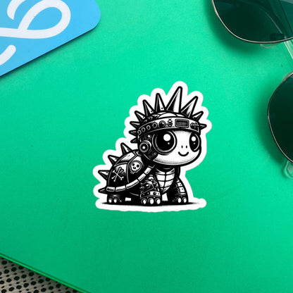 Punkrock SteamPunk Cyborg Turtle Vinyl Sticker, Weirdcore Weird Stuff Fun Durable Sticker