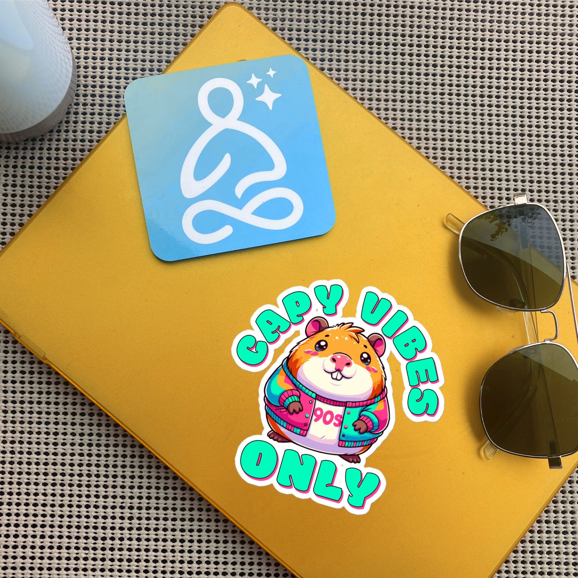 Capy Vibes Only Capybara Sticker, Colorful Pastel Goth Retro Vinyl Sticker