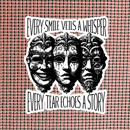 Semicolon Ventcore Gothic Darkcore Sticker, Every Smile Veils a Whisper, Every Tear Echoes a Story Vinyl Sticker