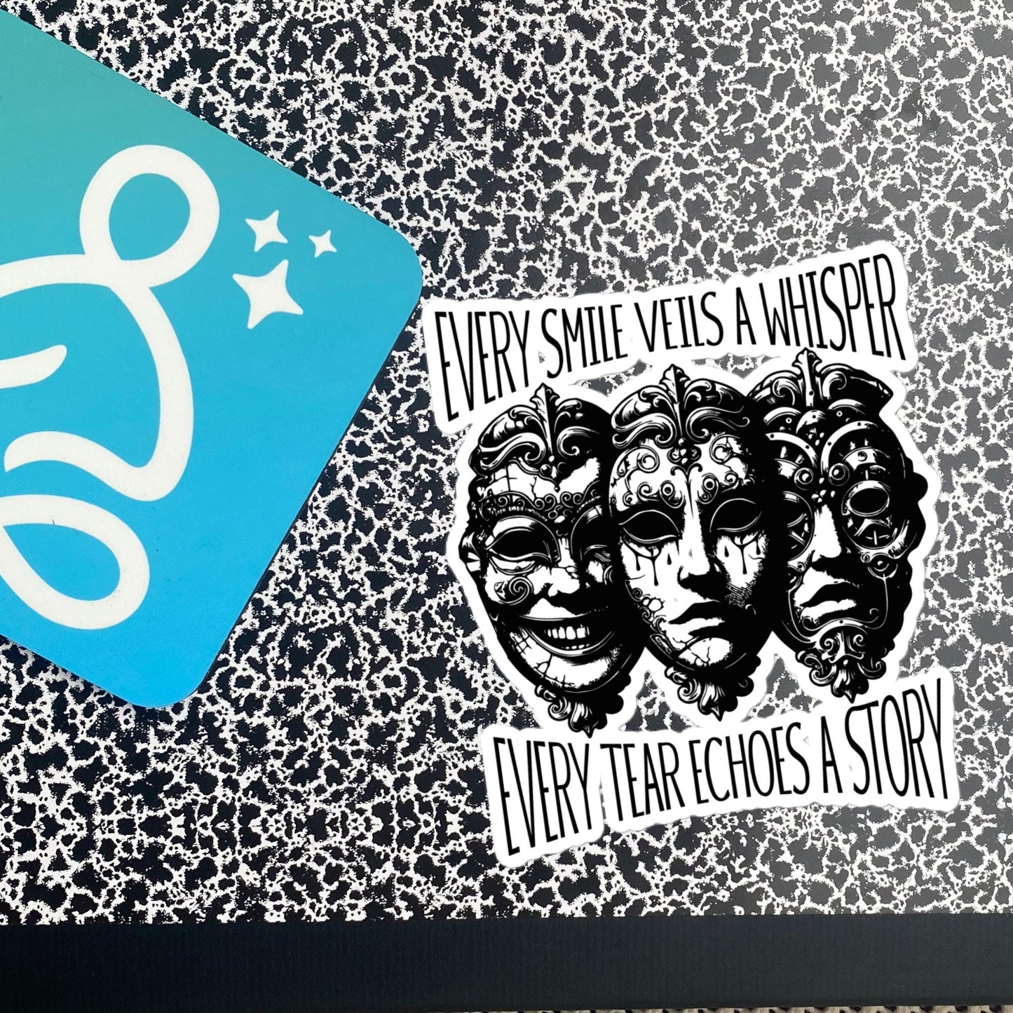 Semicolon Ventcore Gothic Darkcore Sticker, Every Smile Veils a Whisper, Every Tear Echoes a Story Vinyl Sticker