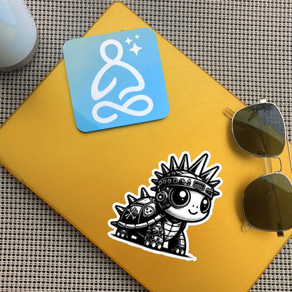 Punkrock SteamPunk Cyborg Turtle Vinyl Sticker, Weirdcore Weird Stuff Fun Durable Sticker