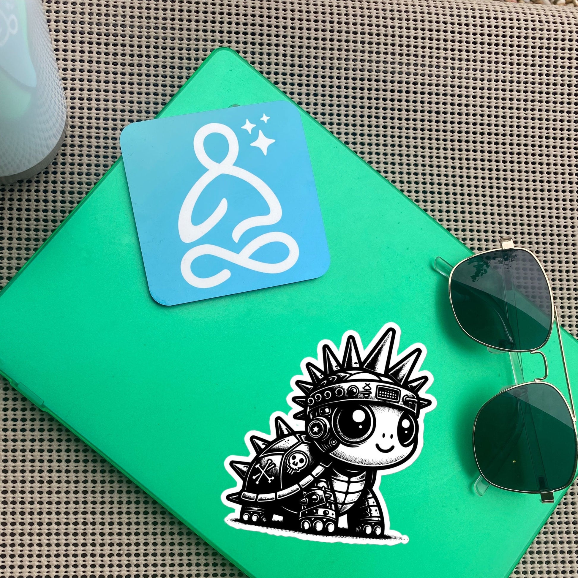 Punkrock SteamPunk Cyborg Turtle Vinyl Sticker, Weirdcore Weird Stuff Fun Durable Sticker