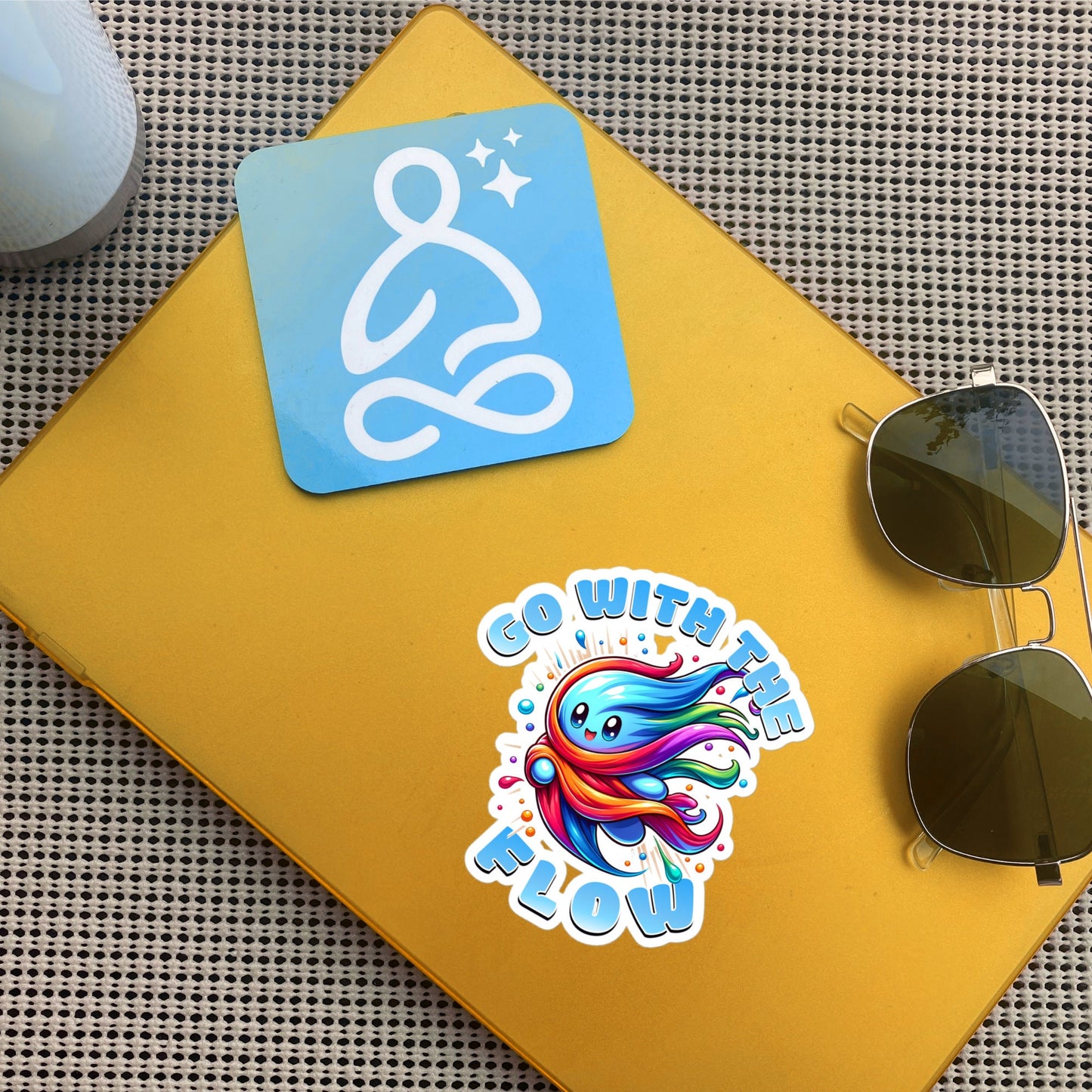 Go With The Flow Mantra Vinyl Sticker for Car, Bumper, Scrapbooking, Skateboards, or Crafts