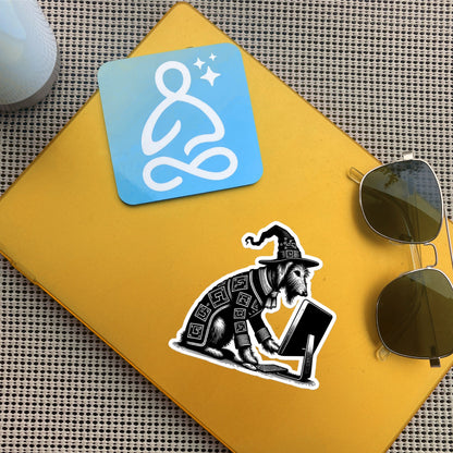 Punk Rock Irish Wolfhound on Computer Sticker, Cyberpunk Dog with Tech Sticker, Weirdcore Weird Stuff, Original Steampunk Art Unique Gift