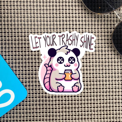 Weirdcore Grunge Opossum Drinking Moonshine Let Your Trashy Shine Pastel Goth Vinyl Waterproof Sticker