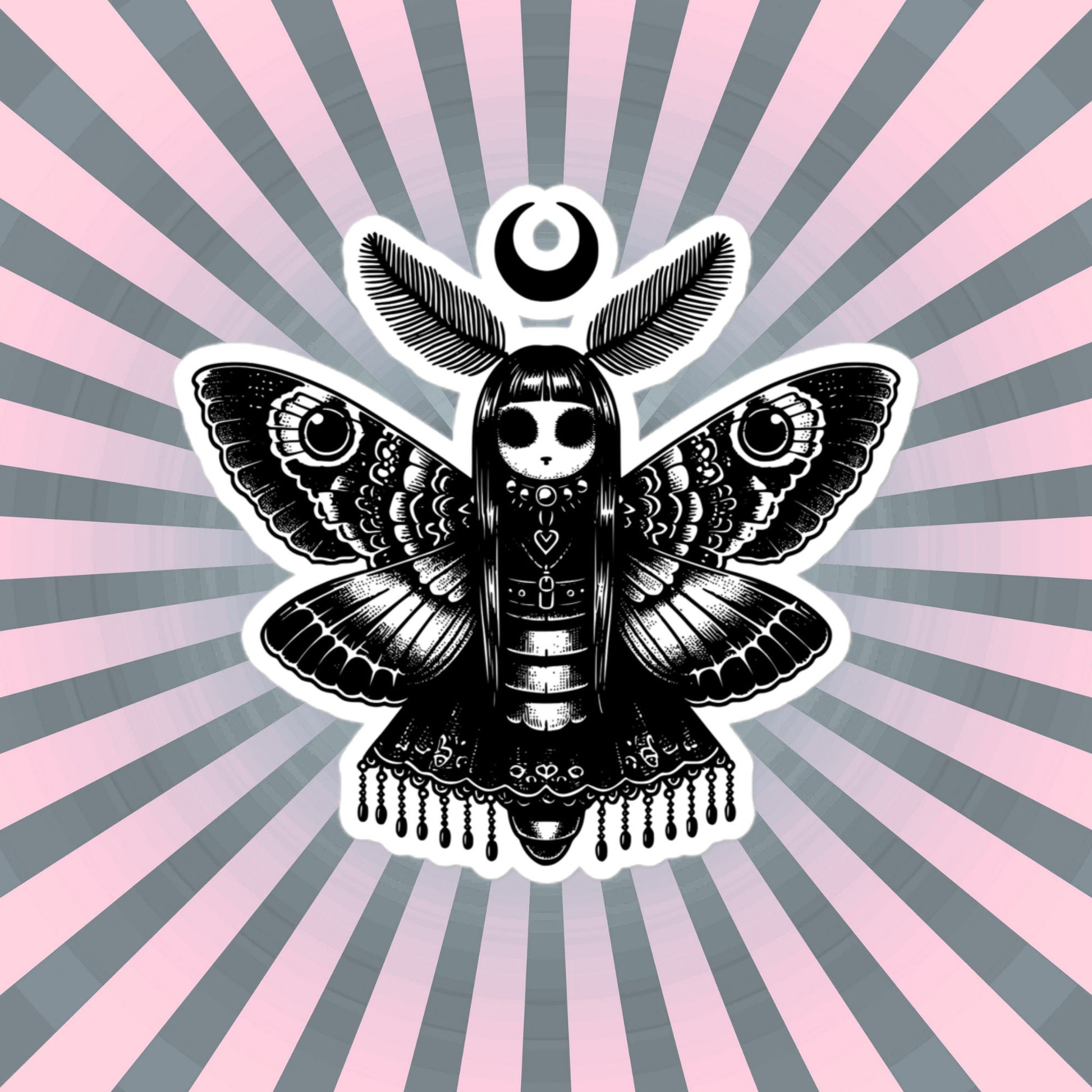 Gothic Luna Moth Sticker, Weirdcore WhimsiGoth Luna Moth Sticker, Weird Stuff, Original Design, Gift