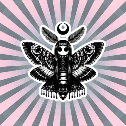 Gothic Luna Moth Sticker, Weirdcore WhimsiGoth Luna Moth Sticker, Weird Stuff, Original Design, Gift