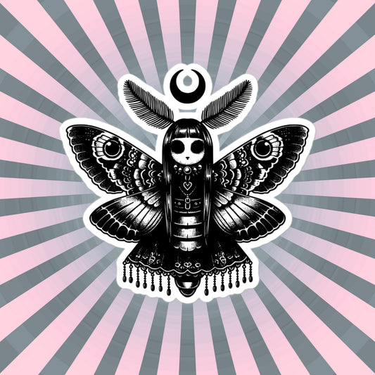 Gothic Luna Moth Sticker, Weirdcore WhimsiGoth Luna Moth Sticker, Weird Stuff, Original Design, Gift
