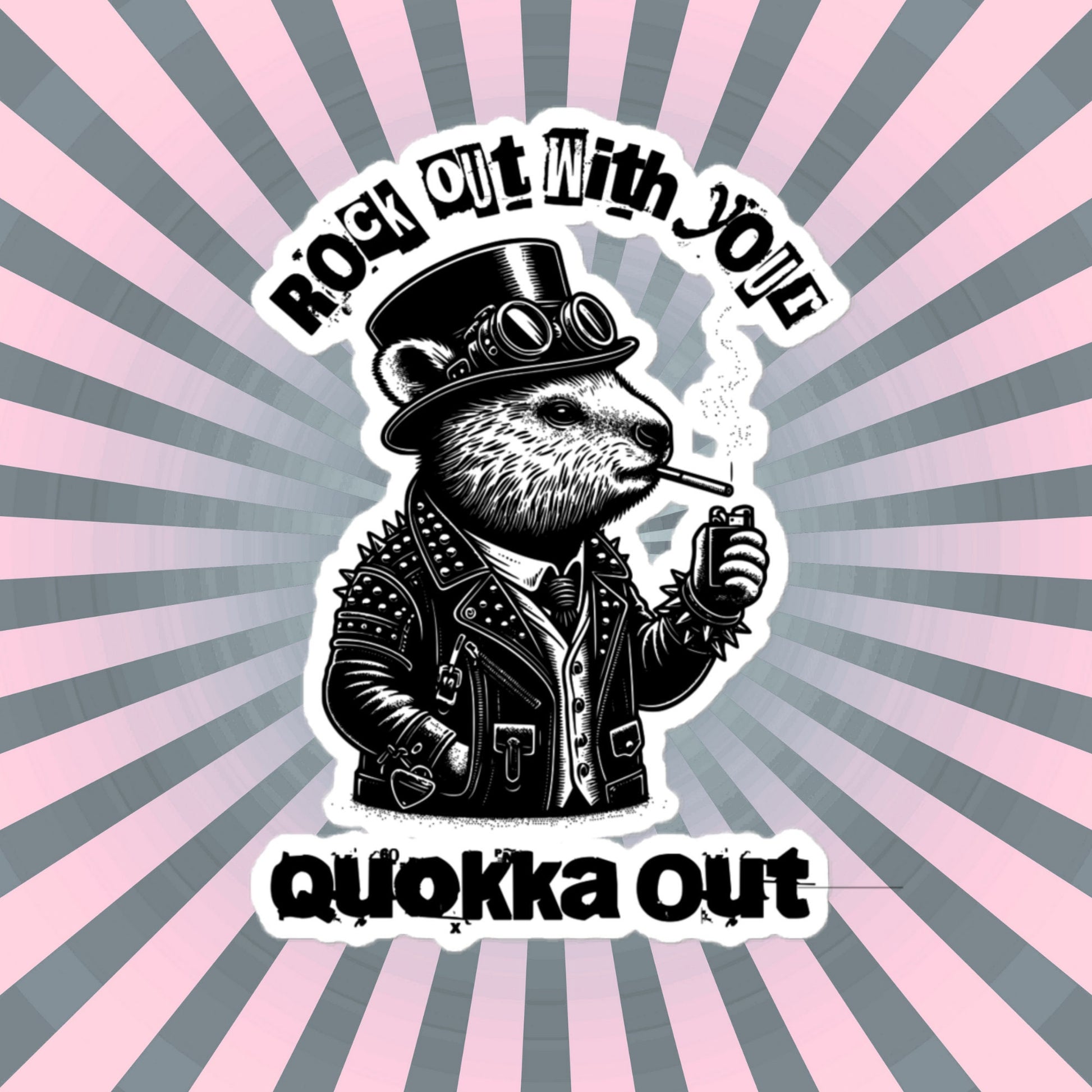 Rock Out With Your Quokka Out Punkrock Weirdcore Vinyl Sticker