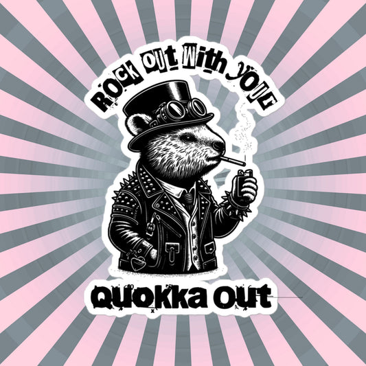 Rock Out With Your Quokka Out Punkrock Weirdcore Vinyl Sticker