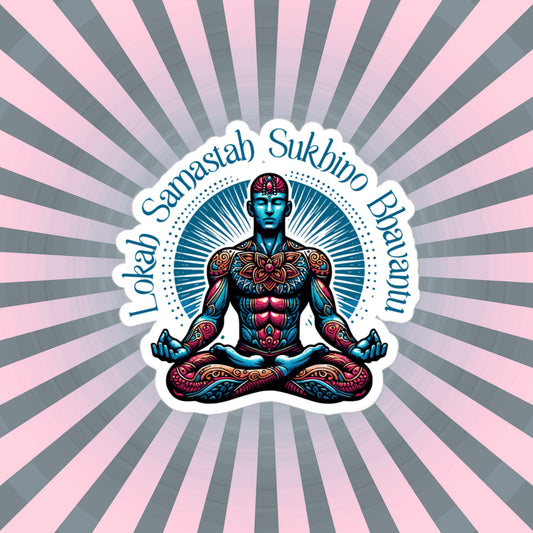 Namaste Mantra Yoga Meditation Lokah Samastah Sukhino Bhavantu Vinyl Sticker for Car, Bumper, Scrapbooking, Skateboards, or Crafts