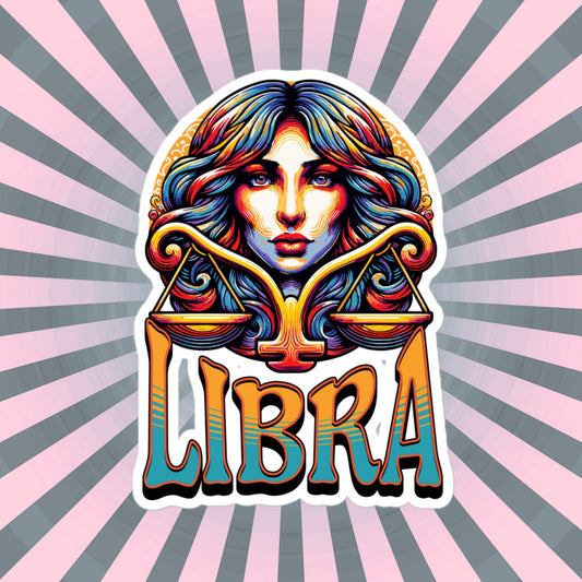 Libra Flash Sticker, Zodiac Sign Sticker, Horoscope Custom Libra Sticker, Multiple Sizes, Unique Gift