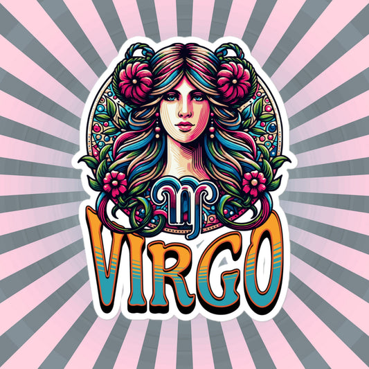 Virgo Flash Sticker, Zodiac Sign Sticker, Horoscope Custom Virgo Sticker, Multiple Sizes, Unique Gift