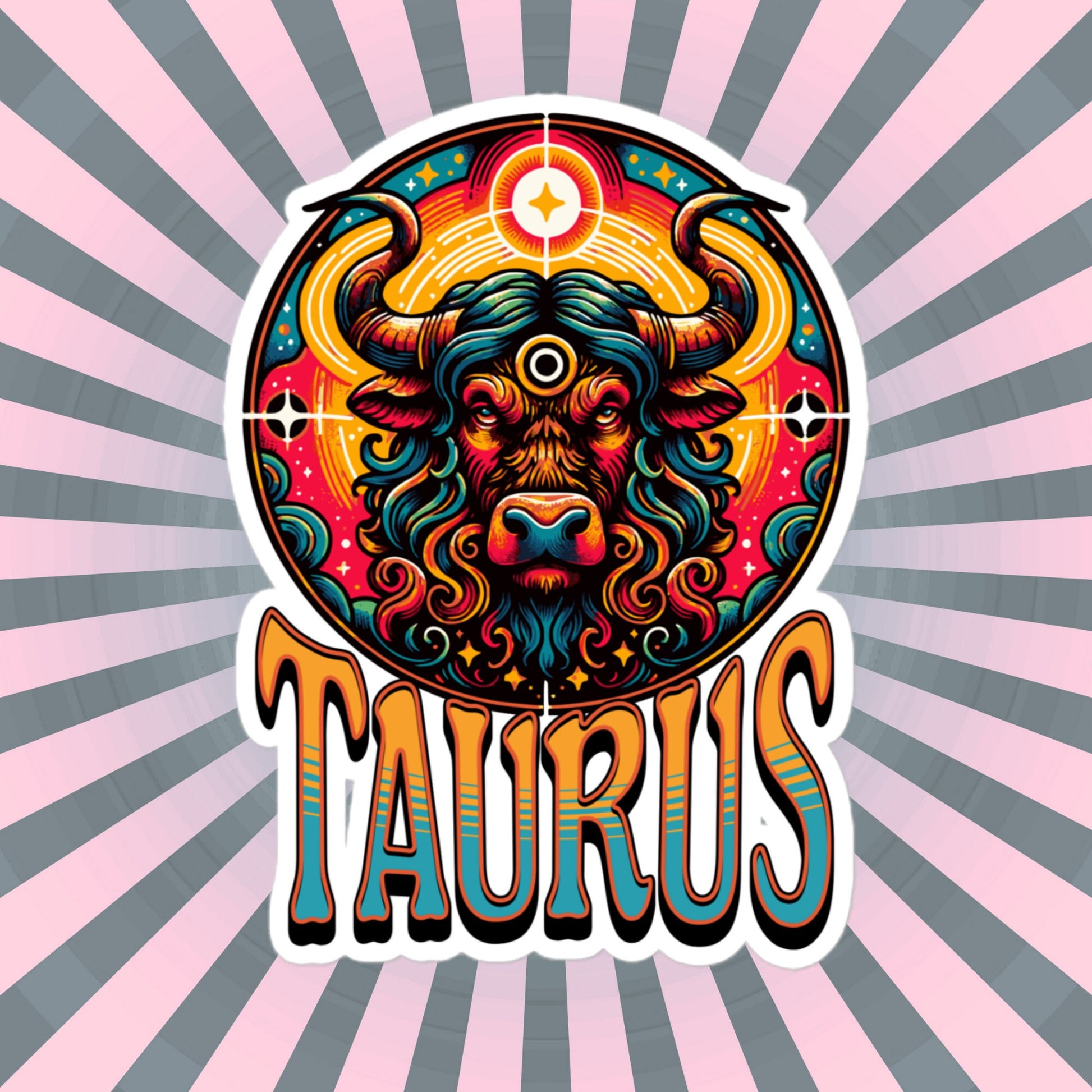 Taurus Flash Sticker, Zodiac Sign Sticker, Horoscope Custom Taurus Sticker, Multiple Sizes, Unique Gift