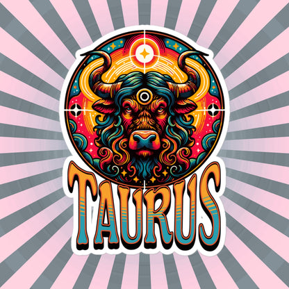Taurus Flash Sticker, Zodiac Sign Sticker, Horoscope Custom Taurus Sticker, Multiple Sizes, Unique Gift